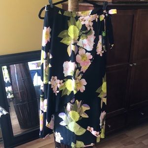 Bold Elements Black Floral Skirt with Side Tie NWT